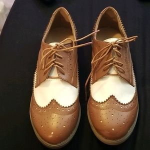 Faux Leather Oxford Flats